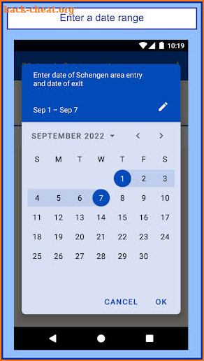 90 days in Schengen planner screenshot