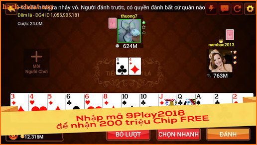 9Play FREE 200 triệu Chip - Tiến Lên Miền Nam 2018 screenshot