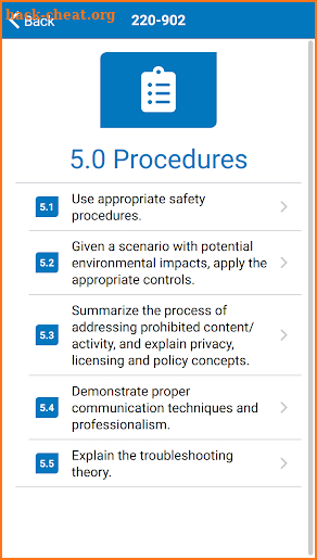 A+ 220-902 Exam Objectives screenshot