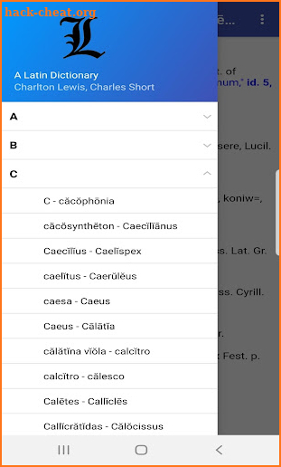 A Latin Dictionary (Lewis and Short) screenshot