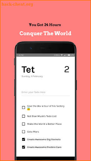 A Todo list app called Tet, it deletes your todos screenshot