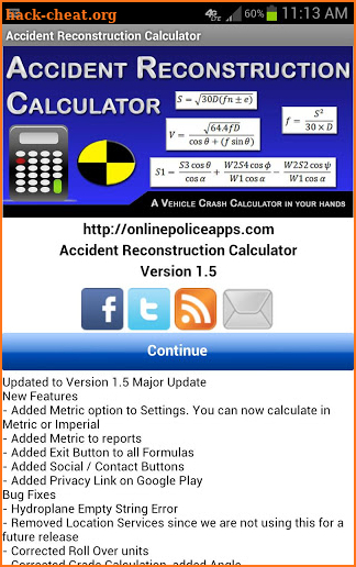 Accident Recon Calculator screenshot