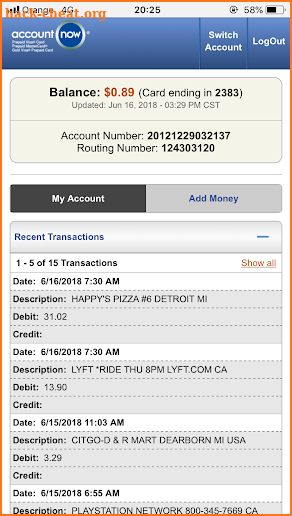 AccountNow - Prepaid Card screenshot