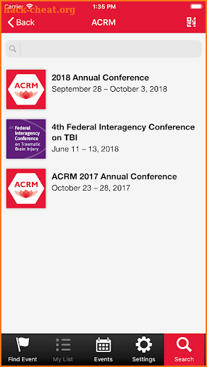 ACRM Events screenshot