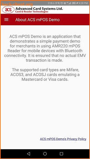 ACS AMR220 mPOS Demo screenshot