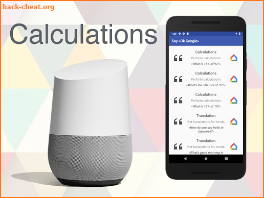 Actions list for Google Home (Google Home mini) screenshot