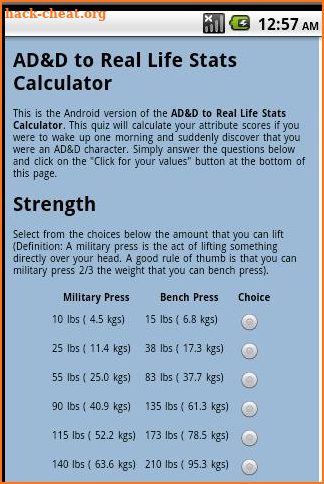 AD&D Stats Quiz screenshot