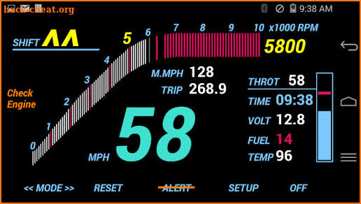 ADD-PRO (full-feature BT OBD2 digital dashboard) screenshot