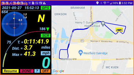 ADD-RT (GPS car trip computer / track app) screenshot