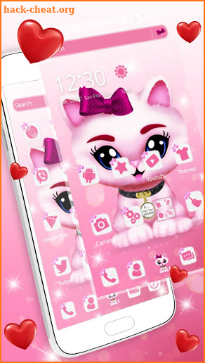 Adorable Pink Kitty Theme💟🐱 screenshot