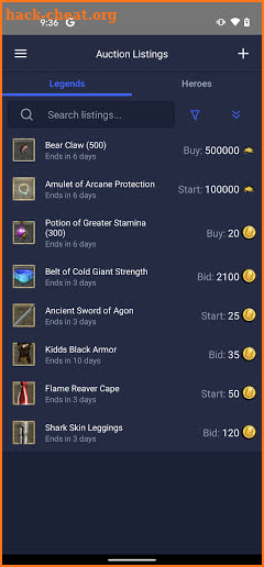 AE Database Auction screenshot