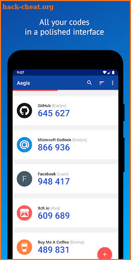 Aegis Authenticator - Two Factor (2FA) app screenshot