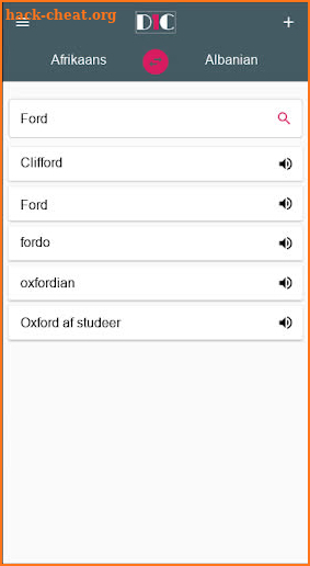 Afrikaans - Albanian Dictionary (Dic1) screenshot