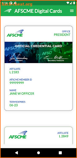 AFSCME eCards screenshot