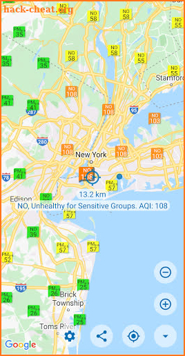 Air quality index and air pollution: eAirQuality screenshot