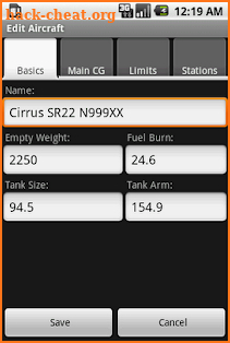 Aircraft Weight and Balance screenshot