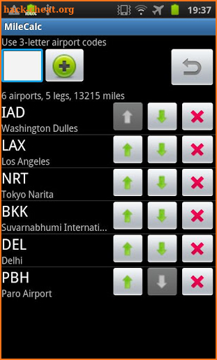 Airline Mileage Calculator screenshot