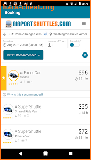 AirportShuttles.com Rides screenshot