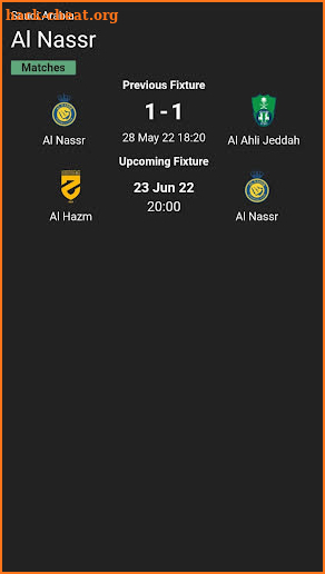 Al-Nassr saudi matches screenshot