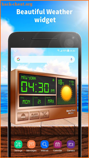 Alarm clock style weather widget screenshot