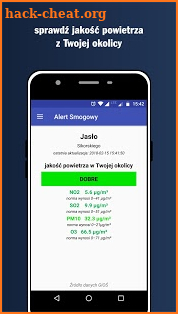 Alarm smogowy screenshot