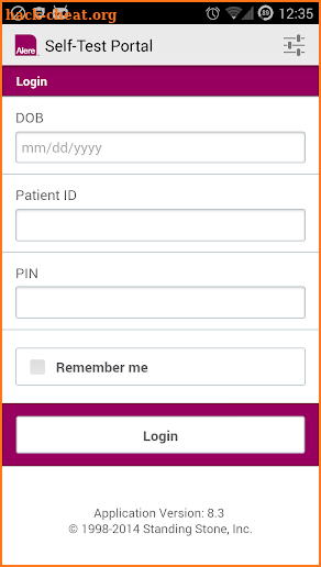 Alere CoagClinic® Self-Test Portal screenshot