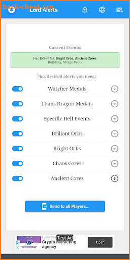 Alerts for Lords Mobile screenshot