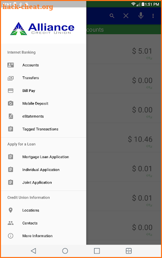 Alliance Credit Union's App screenshot