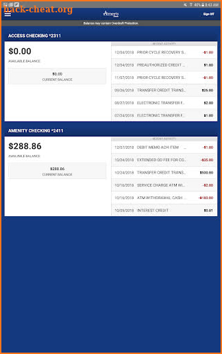 Ameris Bank Personal Mobile Tablet screenshot