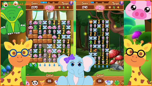 Animal cartoon kids Match3 pop screenshot