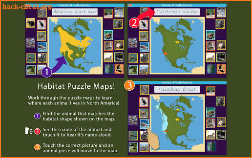 Animals of North America - Montessori Geography screenshot