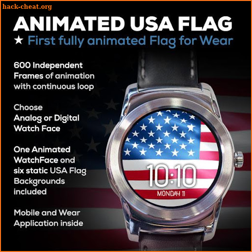 Animated USA Flag Watch Face screenshot