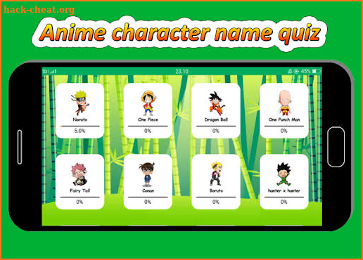 Anime character name quiz screenshot