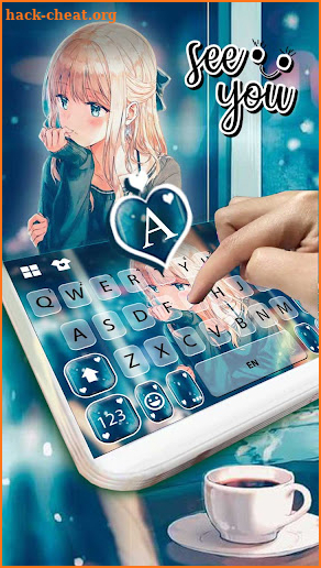 Anime Love Girl Keyboard Background screenshot