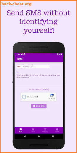 Anonymous SMS & E-mail screenshot