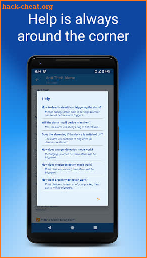 Anti-theft alarm screenshot