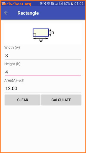 Area Calculator surface area formula screenshot