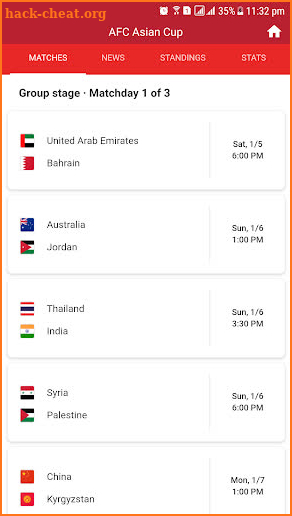 Asian Cup 2019 screenshot