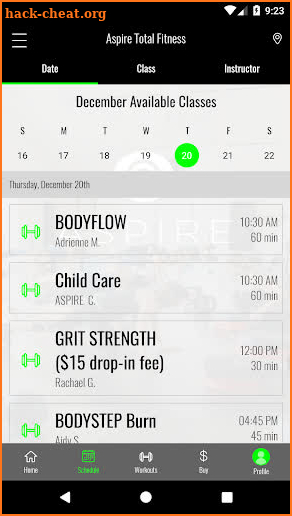 ASPIRE TOTAL FITNESS screenshot