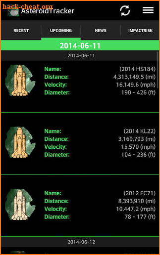 Asteroid Tracker screenshot