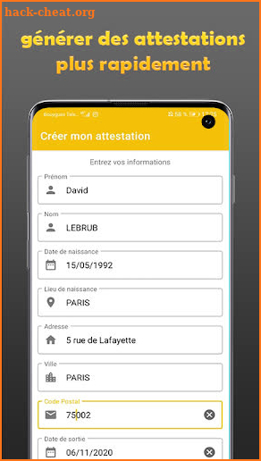 Attestation de déplacement screenshot