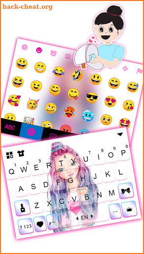 Attractive Girl Keyboard Background screenshot