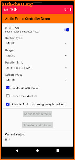 Audio Focus Controller Demo screenshot