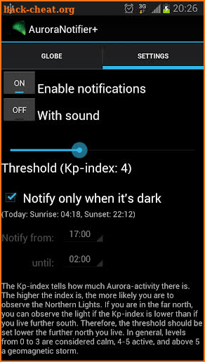 Aurora Notifier+ add-on screenshot