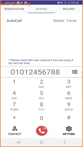 Auto telephone(Reservation, Redial ,Multi Call) screenshot