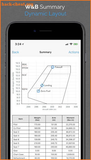 Aviation W&B Calculator screenshot