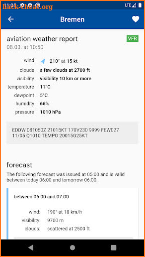 Aviation weather (METAR / TAF) screenshot