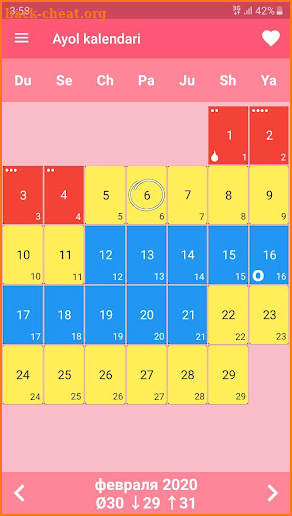 Ayollar kalendari va kundaligi screenshot
