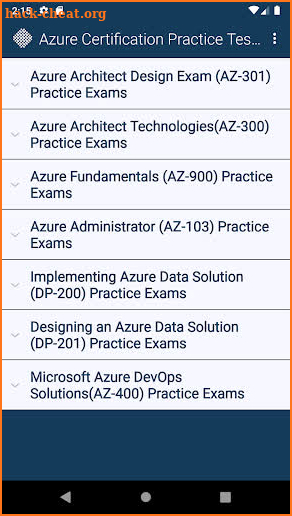 Azure Certification Practice Tests screenshot