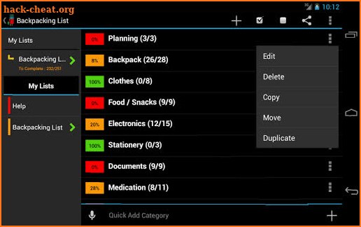 Backpack Planner screenshot